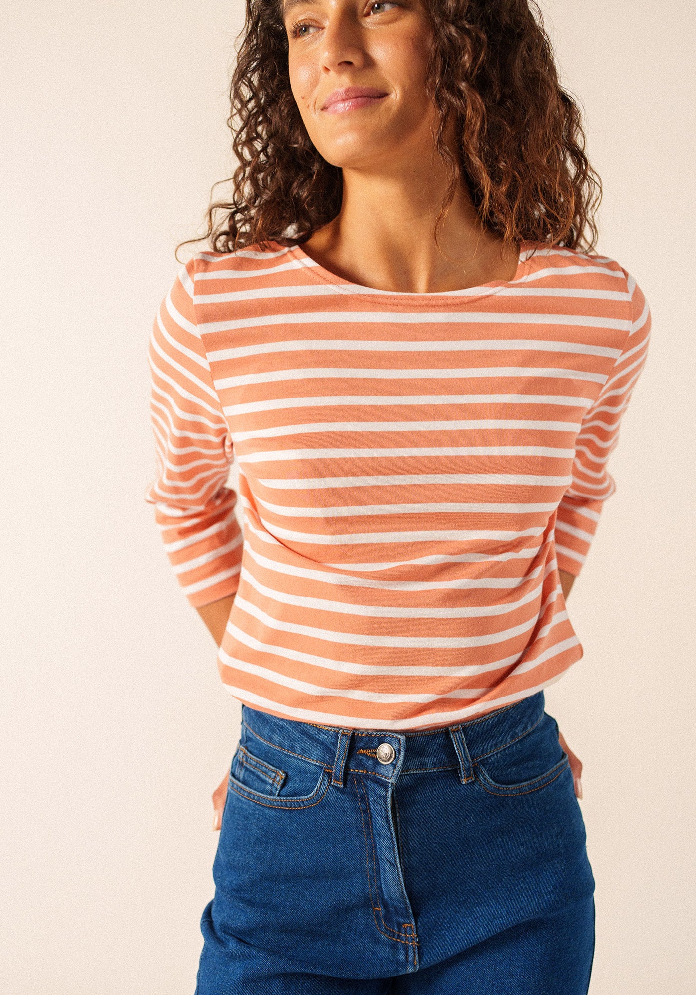 Camisa bretona Galathée (ARGILE/NEIGE)