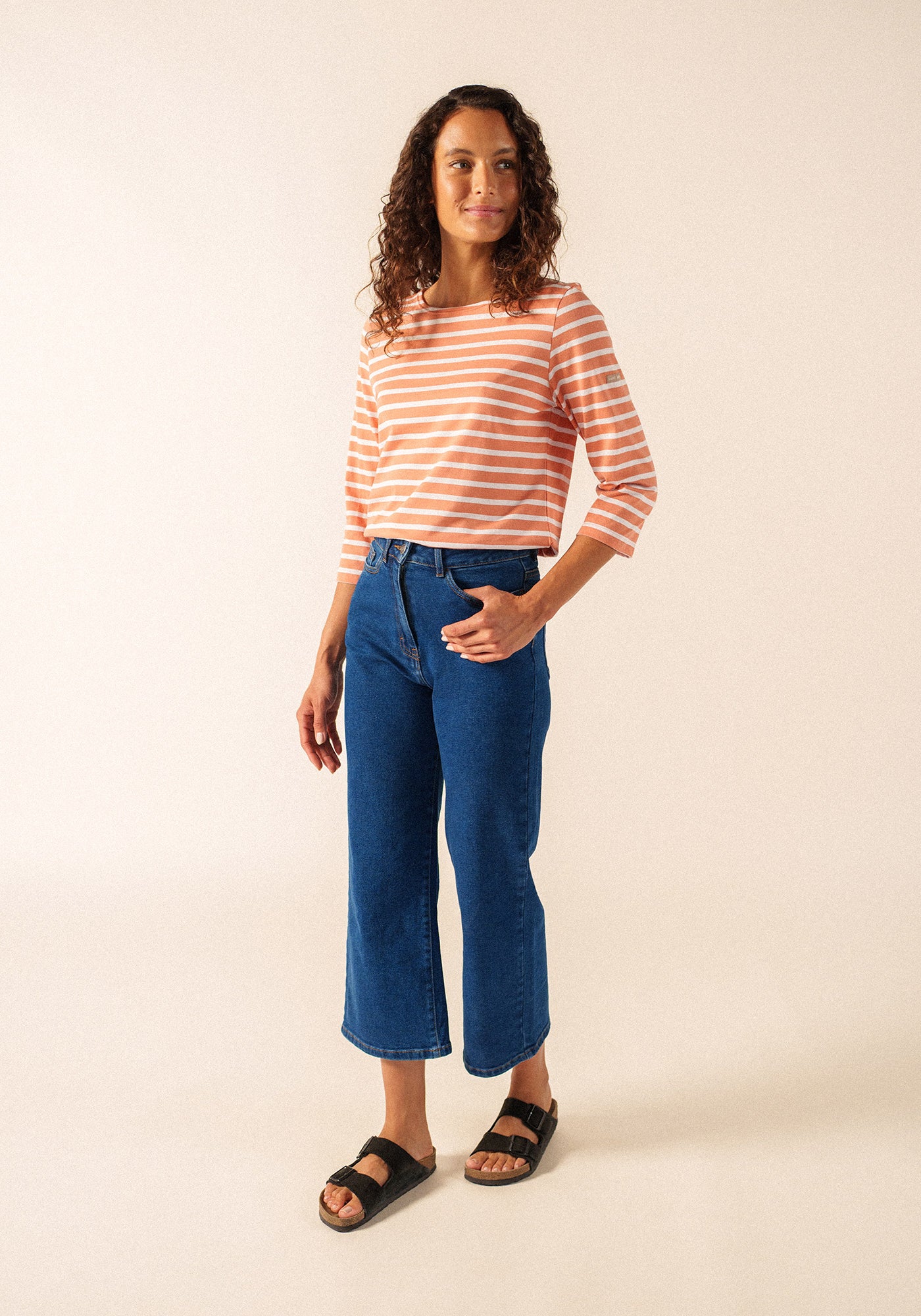 Camisa bretona Galathée (ARGILE/NEIGE)