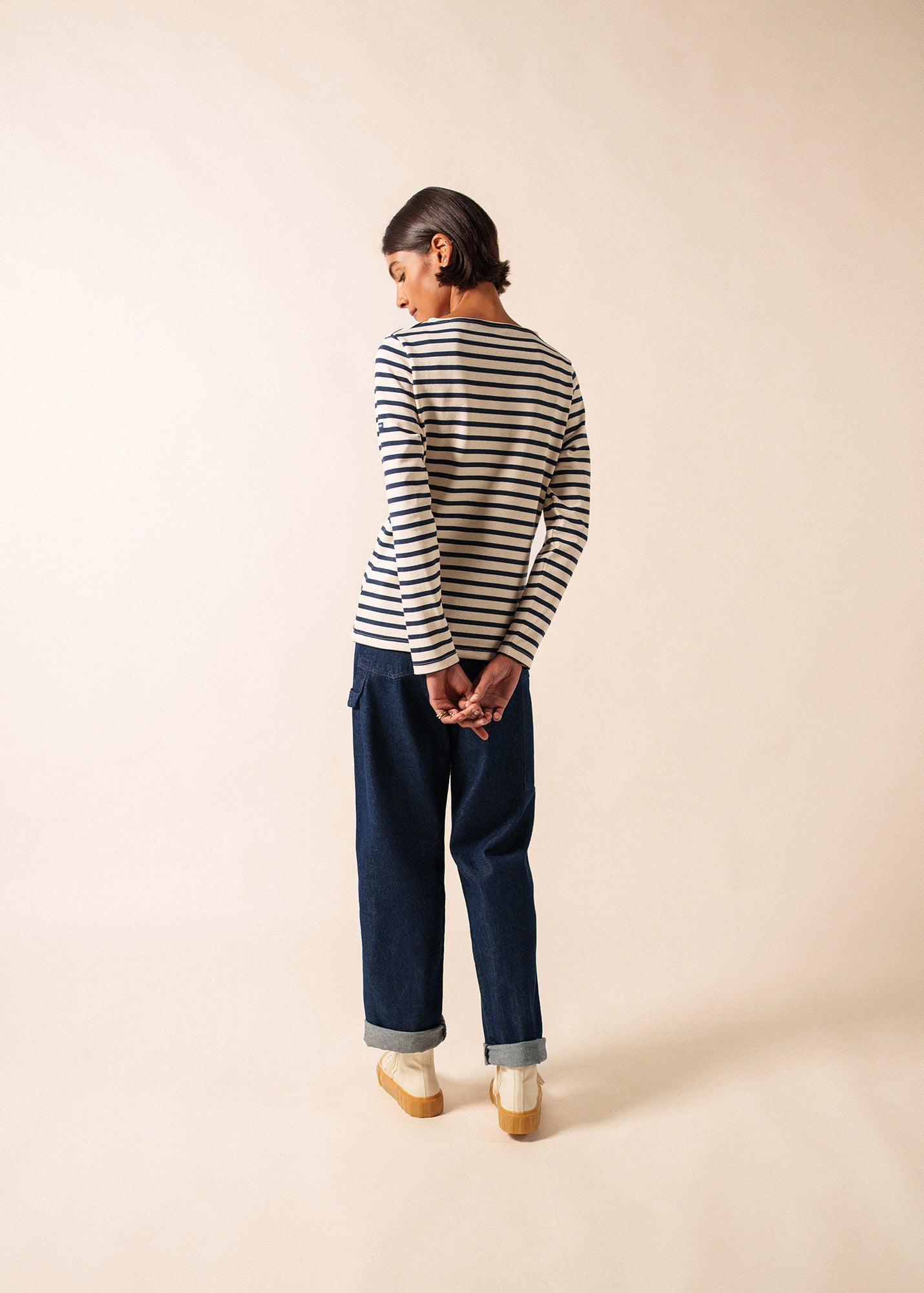 Meridame striped sailor shirt regular fit, in thick cotton | SAINT