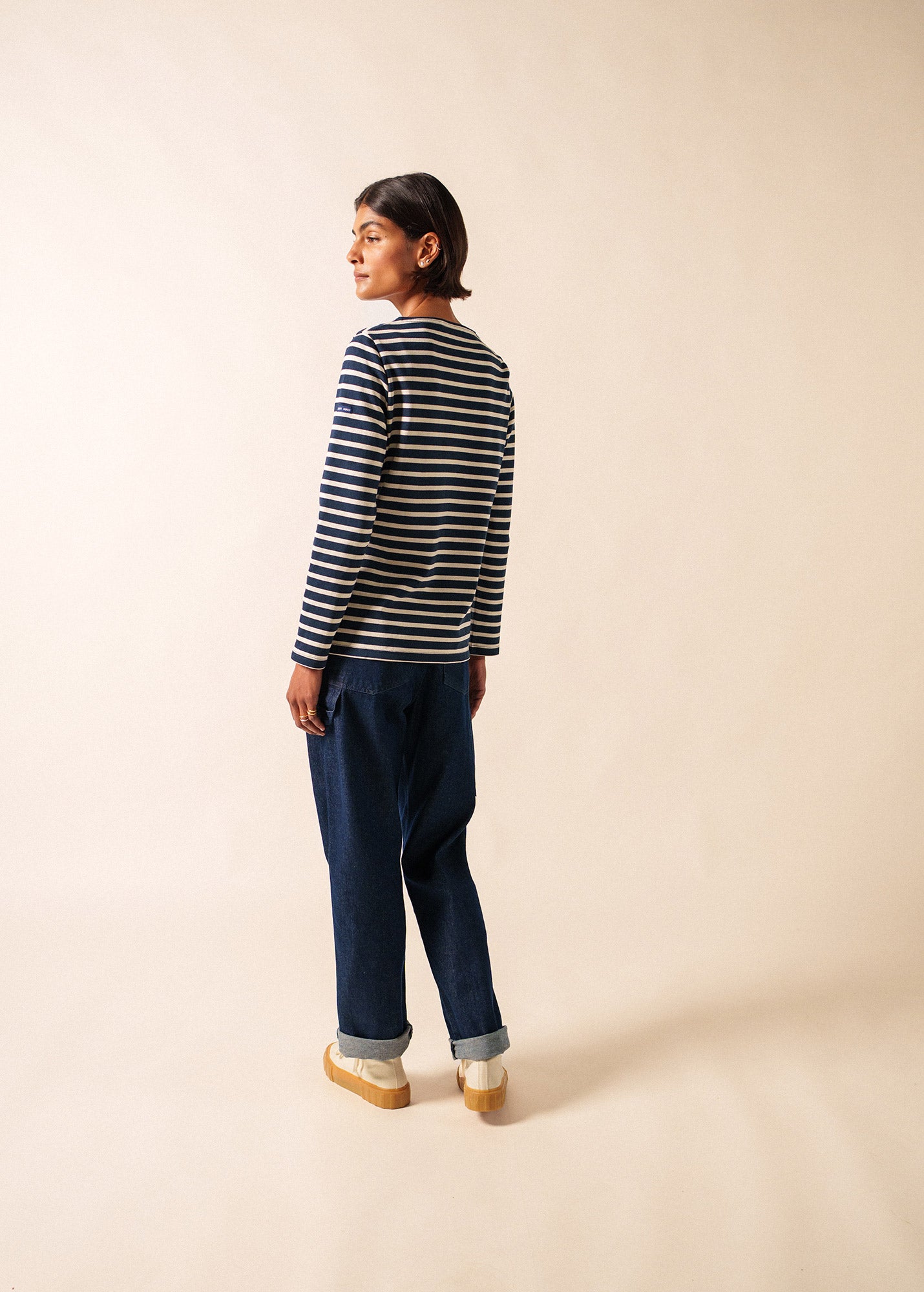 Meridame striped sailor shirt regular fit, in thick cotton | SAINT
