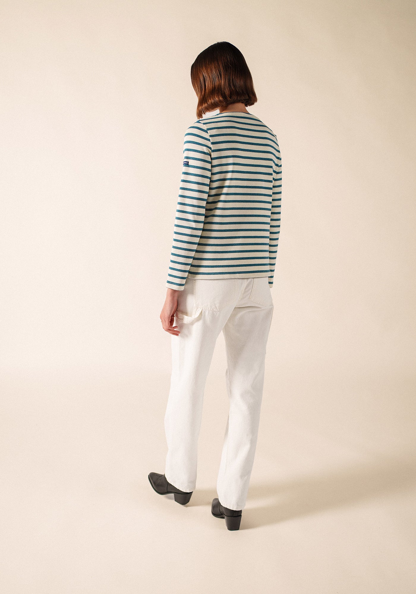 Camisa bretona Méridame (ECRU/CELESTE CHINE)