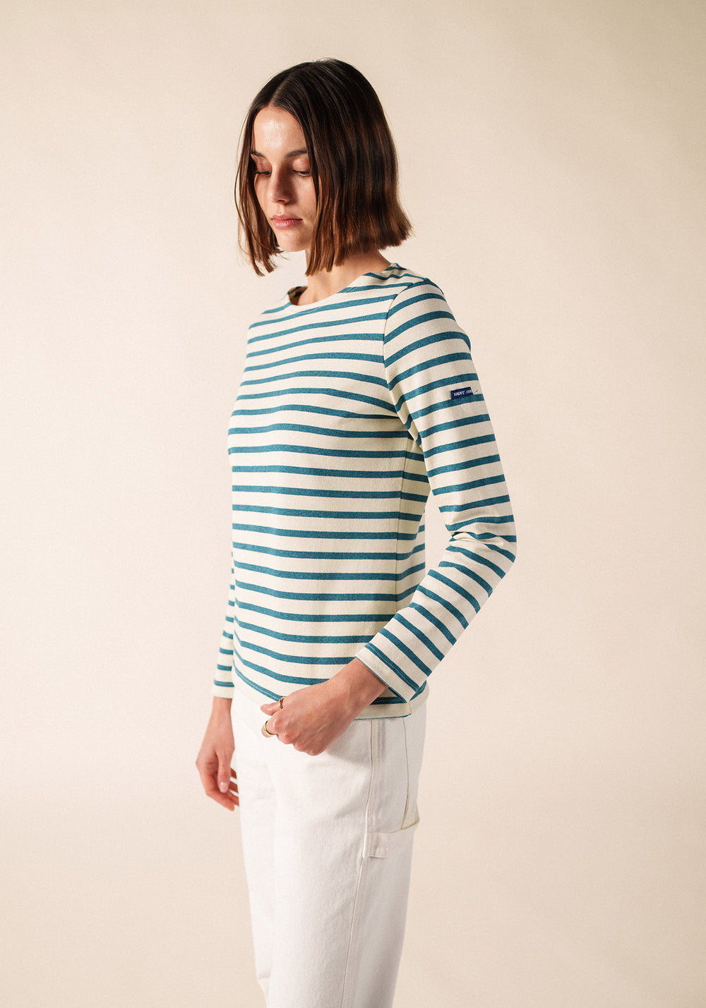 Camisa bretona Méridame (ECRU/CELESTE CHINE)
