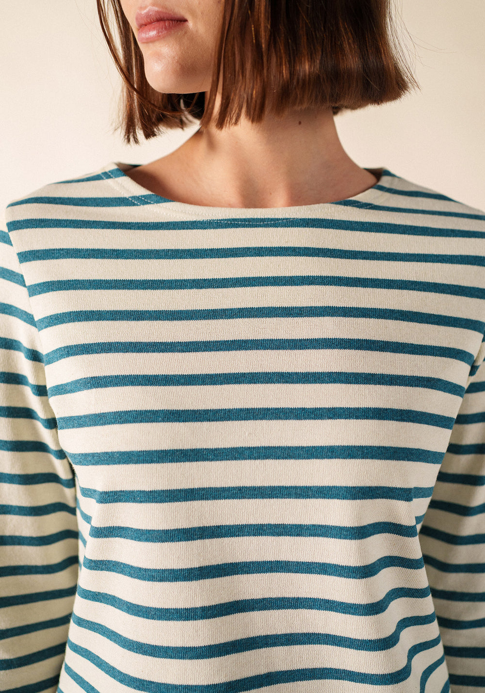Camisa bretona Méridame (ECRU/CELESTE CHINE)