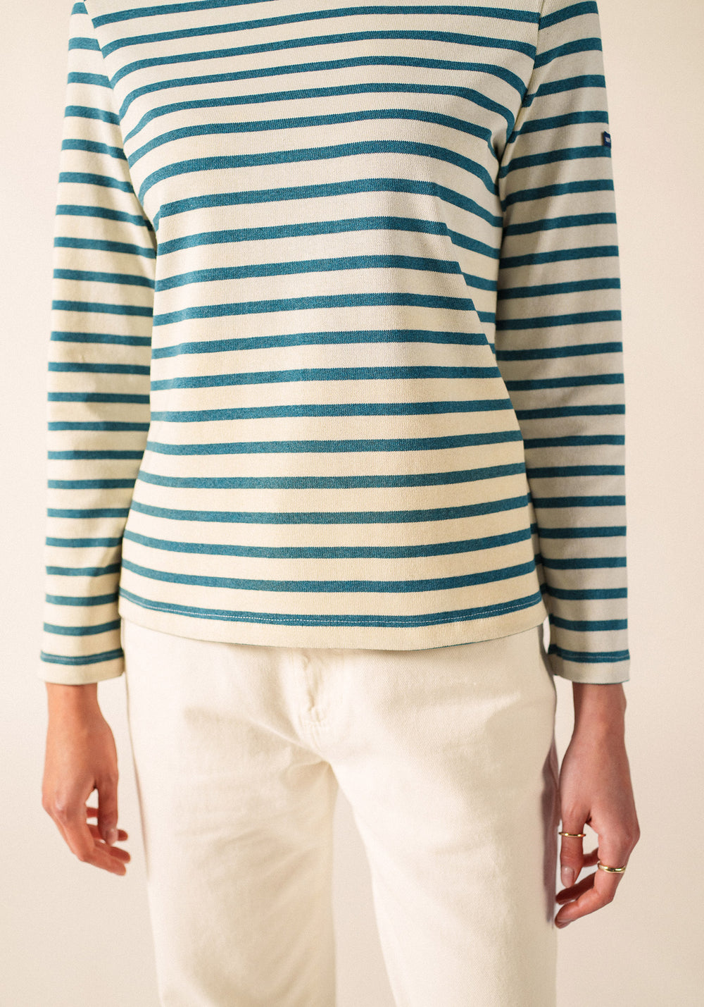 Camisa bretona Méridame (ECRU/CELESTE CHINE)