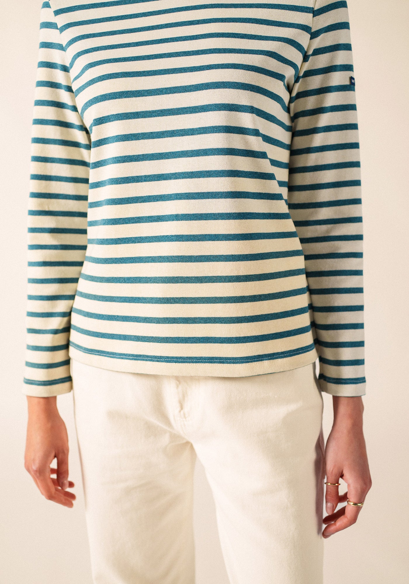 Camisa bretona Méridame (ECRU/CELESTE CHINE)