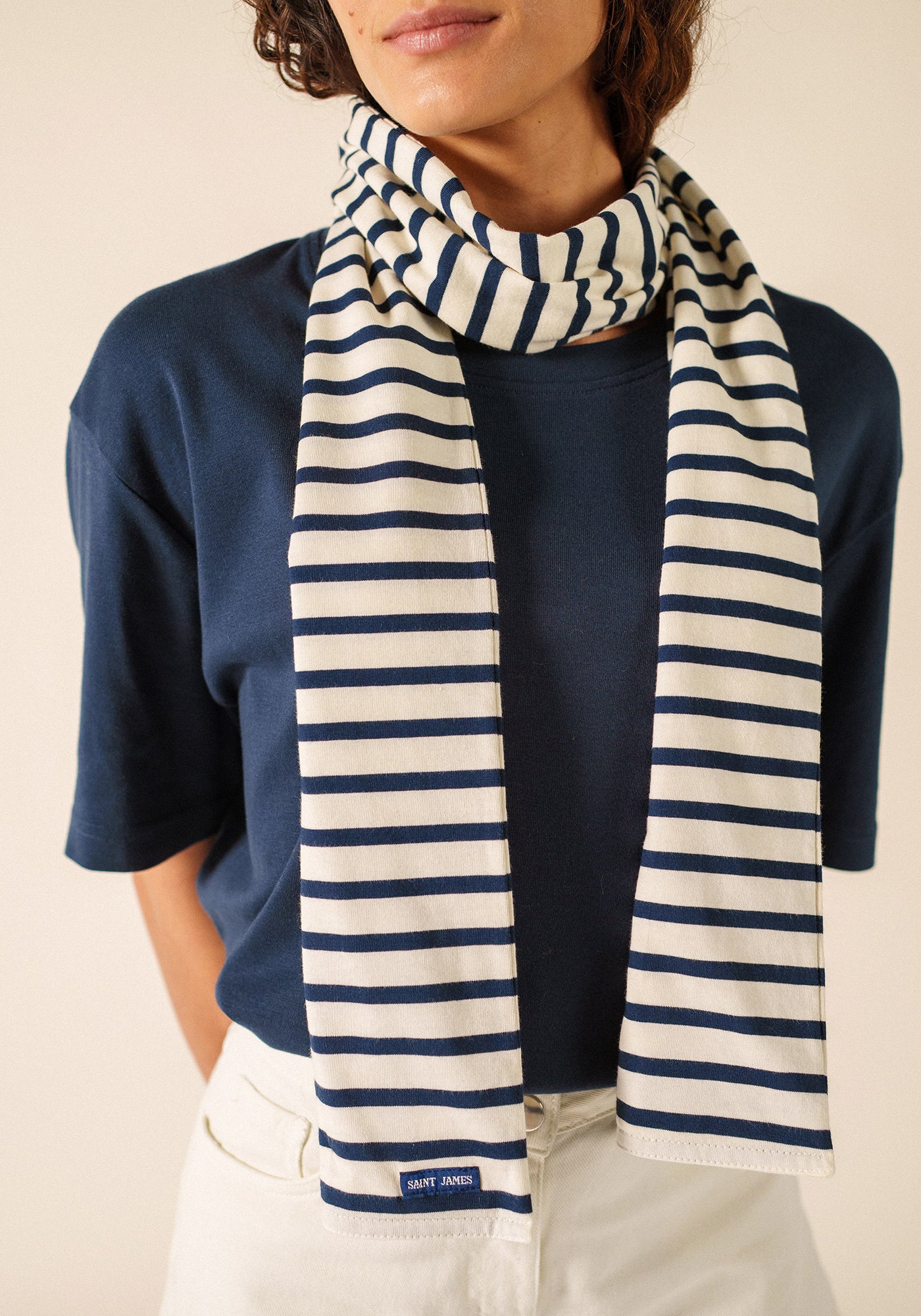 Eve scarf (ECRU/MARINE)