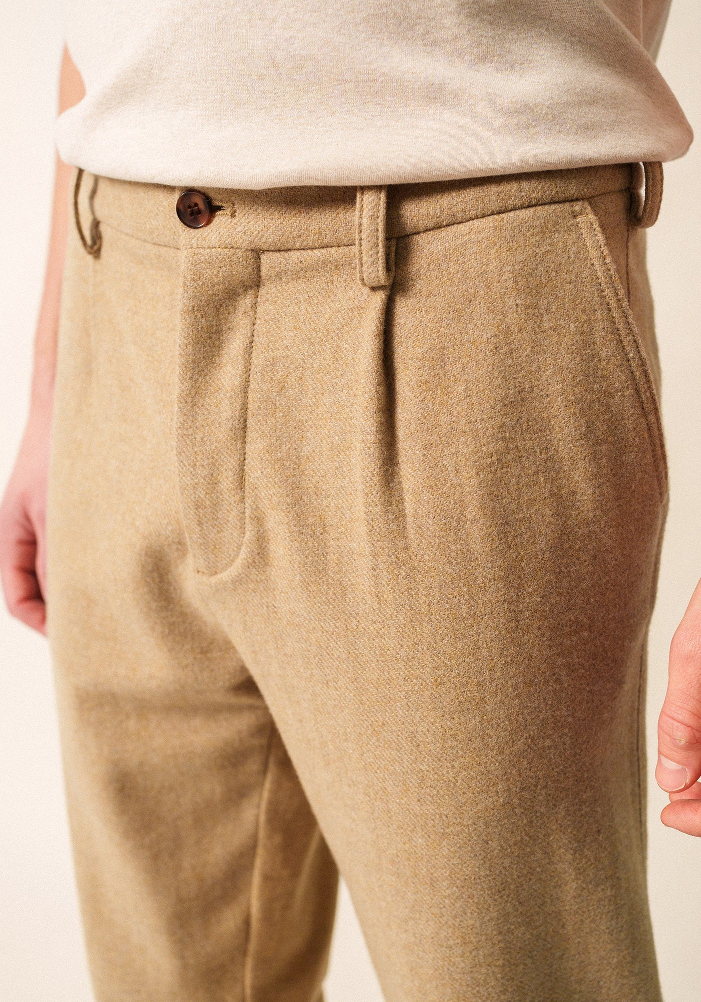 Andreas flannel trousers - straight fit (BEIGE FONCE)
