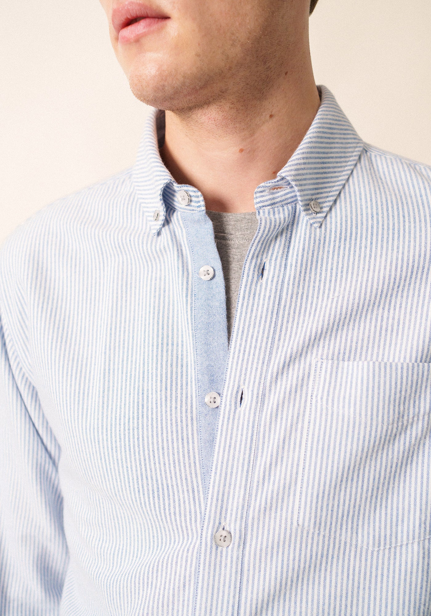 Nolan striped shirt - in cotton (AMIRAL/ECUME)