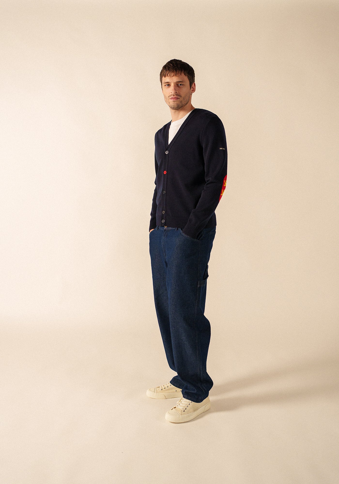 Elbow patches cardigan (NAVY/NORMANDIE)