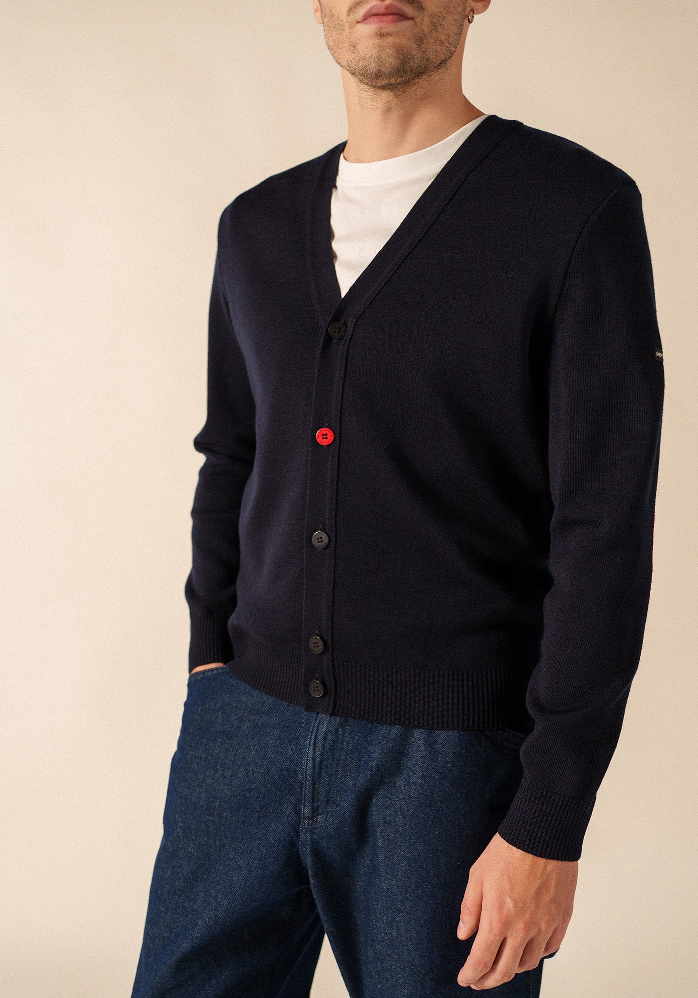 Elbow patches cardigan (NAVY/NORMANDIE)