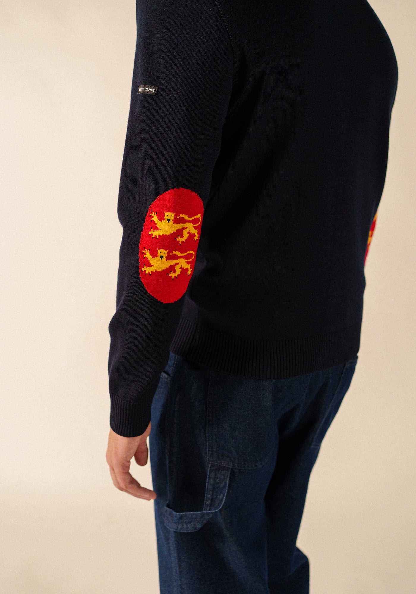 Elbow patches cardigan (NAVY/NORMANDIE)