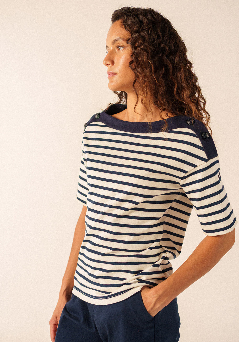 Geri Sailor Striped Shirt x Isabelle Ballu (ECRU/MARINE/NAVY)