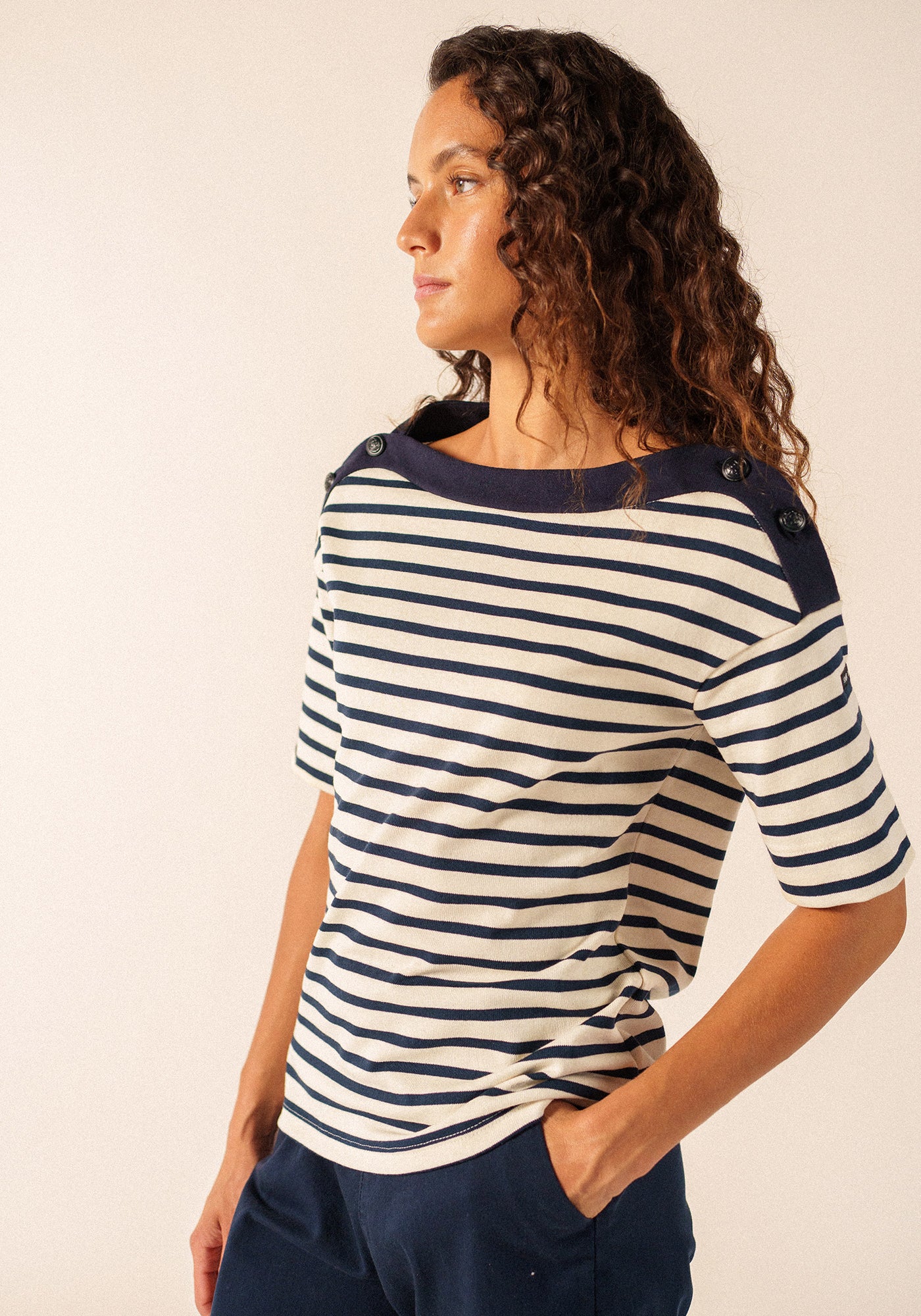Geri Sailor Striped Shirt x Isabelle Ballu (ECRU/MARINE/NAVY)