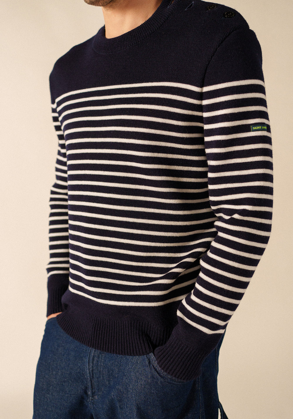 Glow-In-The-Dark Binic Striped Jumper - en lana (MARINE/PHOSPHORESCENT)