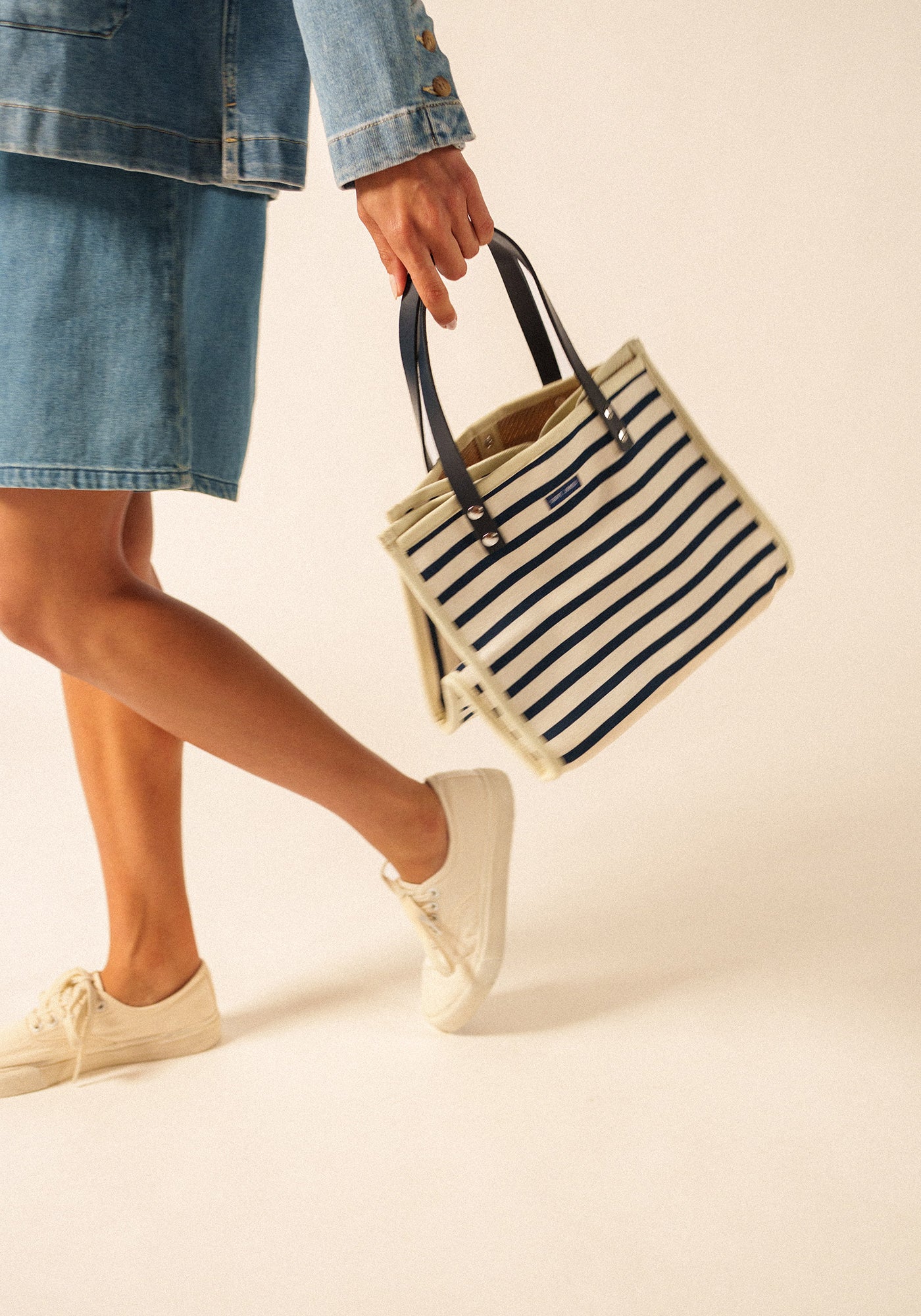 Striped Square Bag (ECRU/MARINE/MARINE)