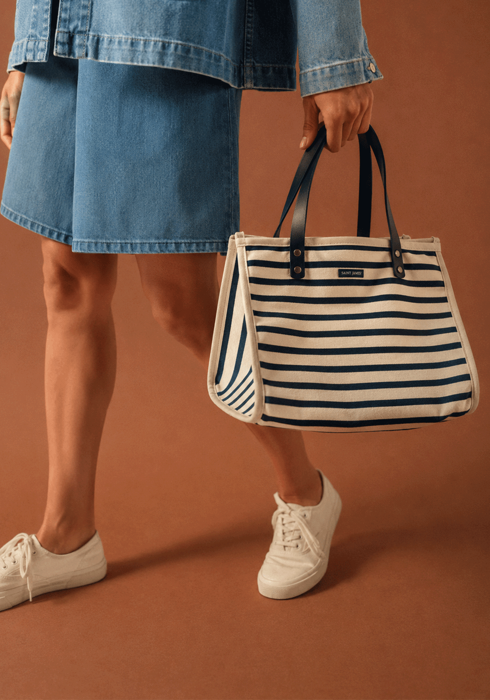 Striped Square Bag (ECRU/MARINE/MARINE)