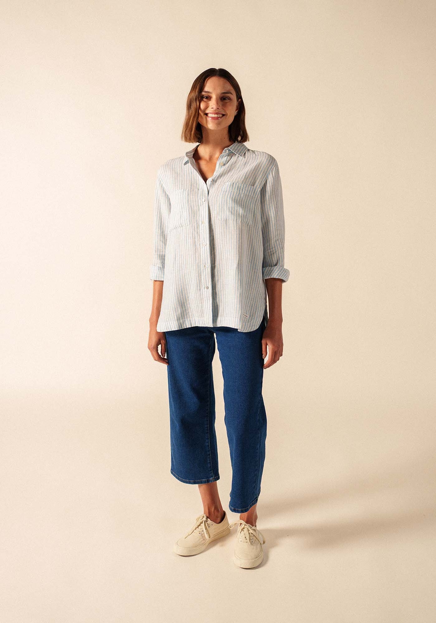 Camisa Charline (BLANCO/AZUL CIELO)