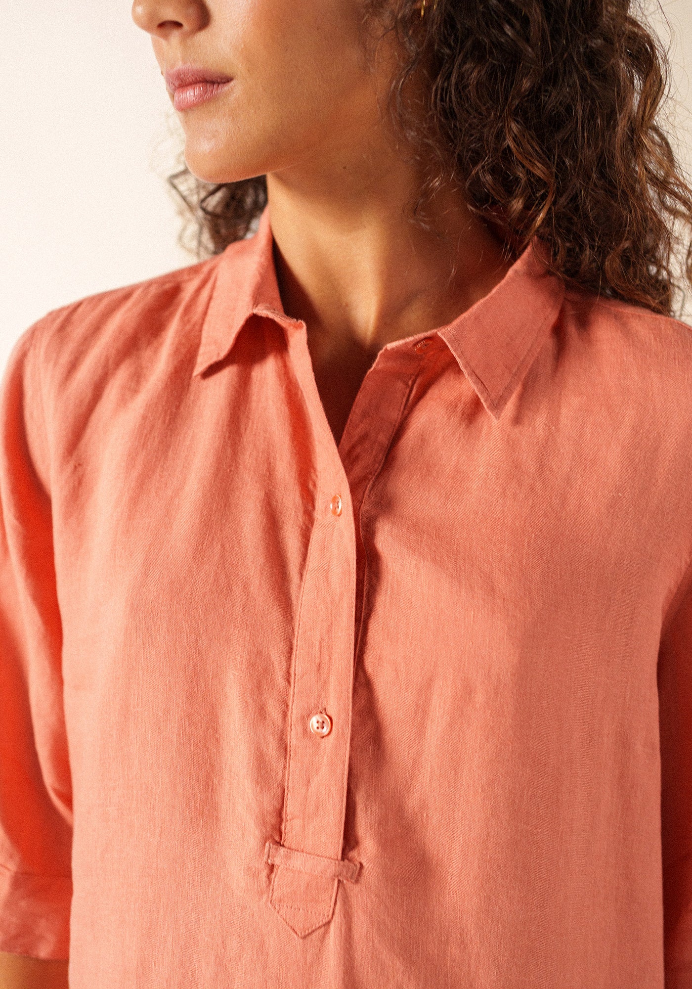 Vestido de lino Léonie (ARGILE)