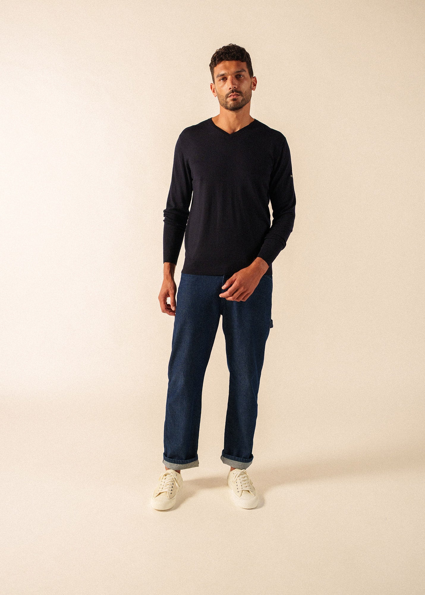 V.HENRY NECK 【VALLAD】ブラック　L Trieste Jumper - V-neck - Men • SAINT JAMES [EU]