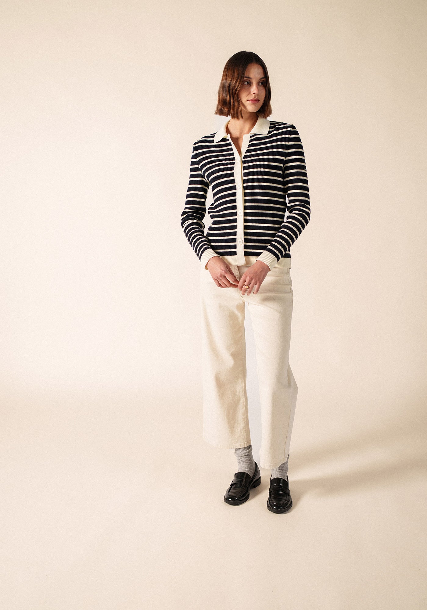 Equainville Cardigan (NAVY/ECUME)