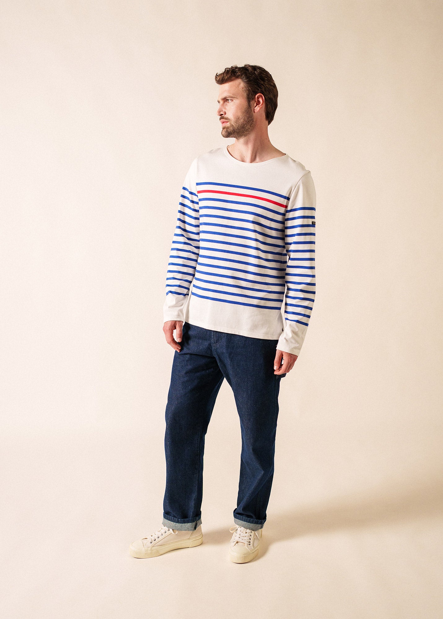 トップス SAINT JAMES NAVAL 36 Naval authentic striped sailor shirt with contrasting stripe, in