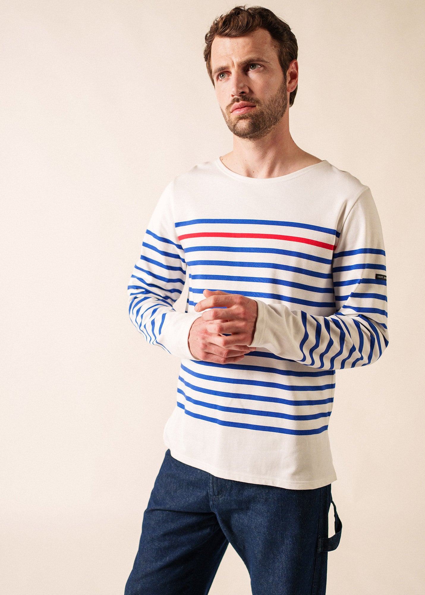 Naval authentic striped sailor shirt with contrasting stripe, in
