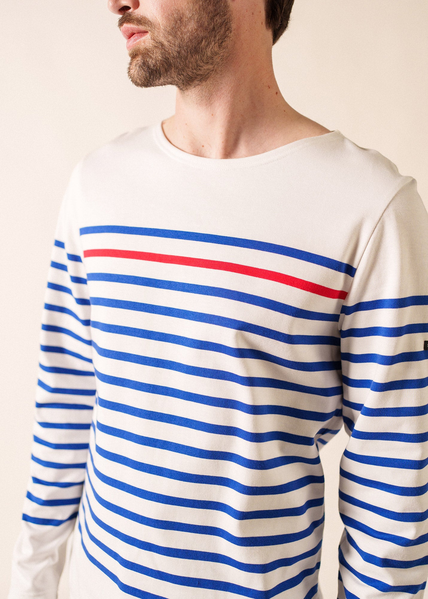SAINT JAMES カットソー NAVAL Naval authentic striped sailor shirt with contrasting stripe, in