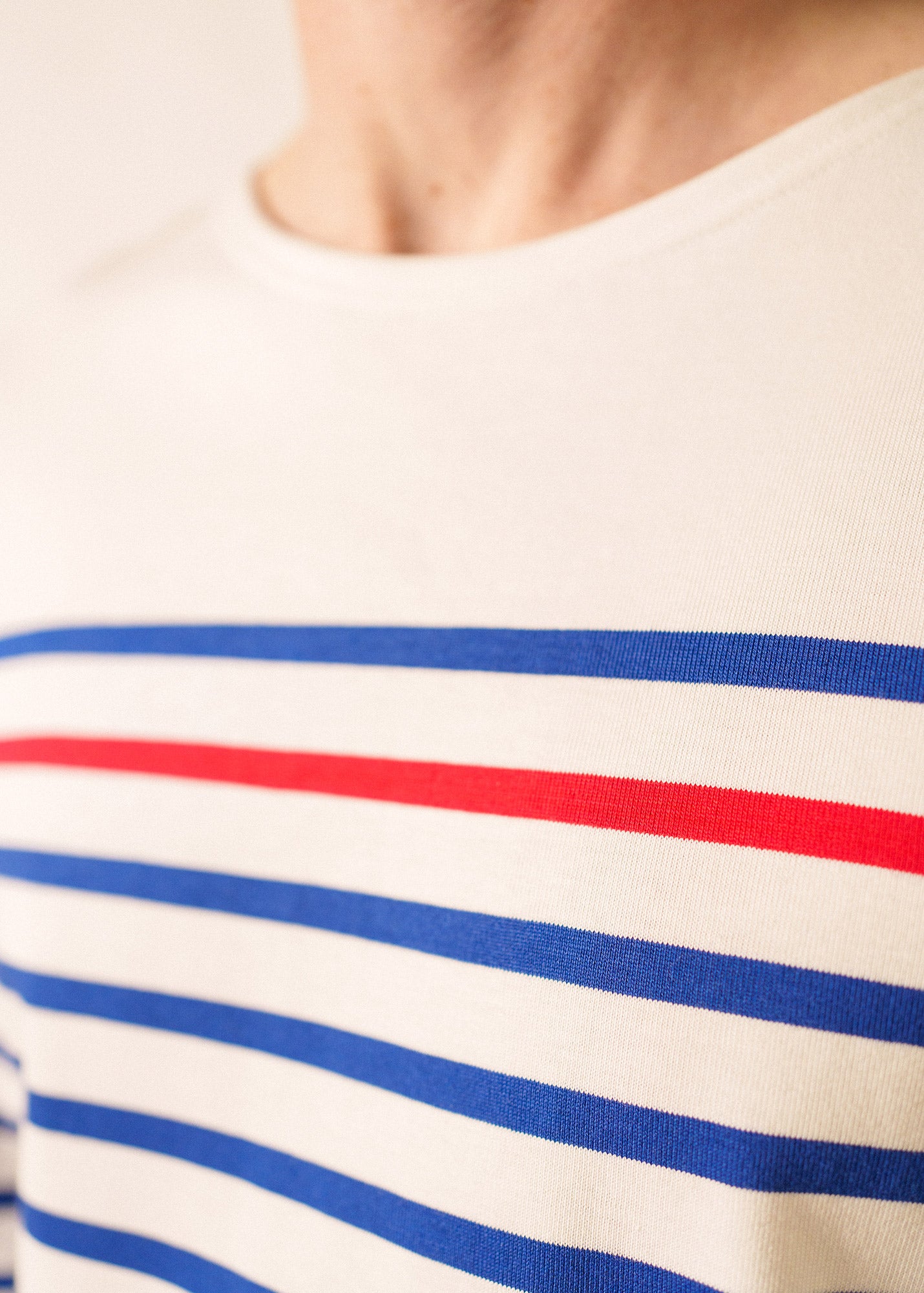 SAINT JAMES カットソー NAVAL Naval authentic striped sailor shirt with contrasting stripe, in