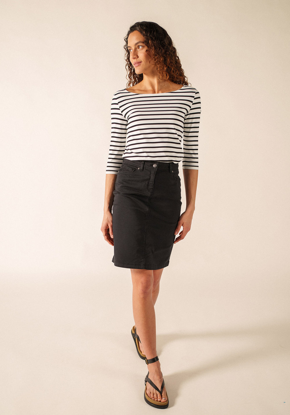 Camisa Garde-Côte Breton (NEIGE/NOIR)