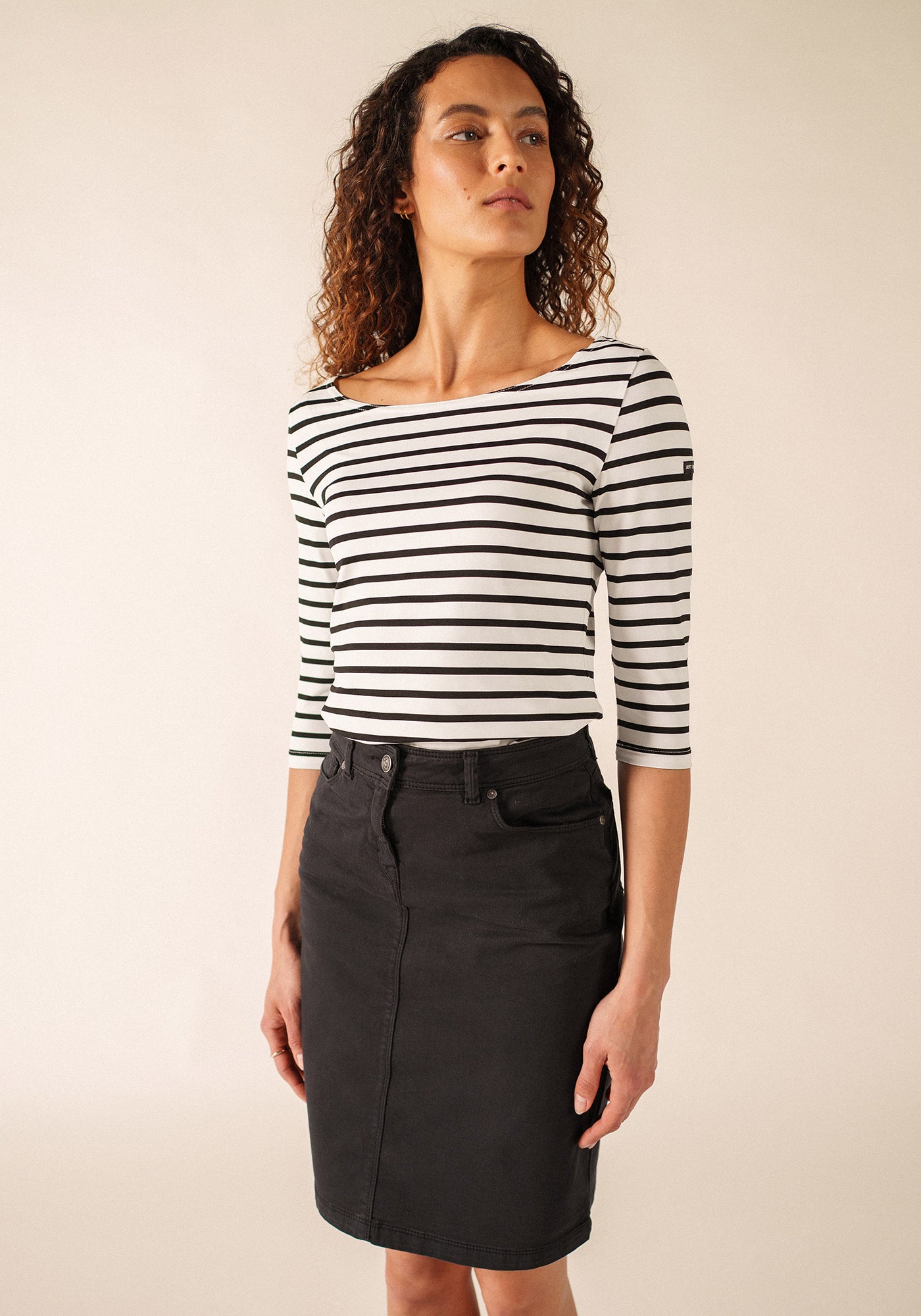 Camisa Garde-Côte Breton (NEIGE/NOIR)