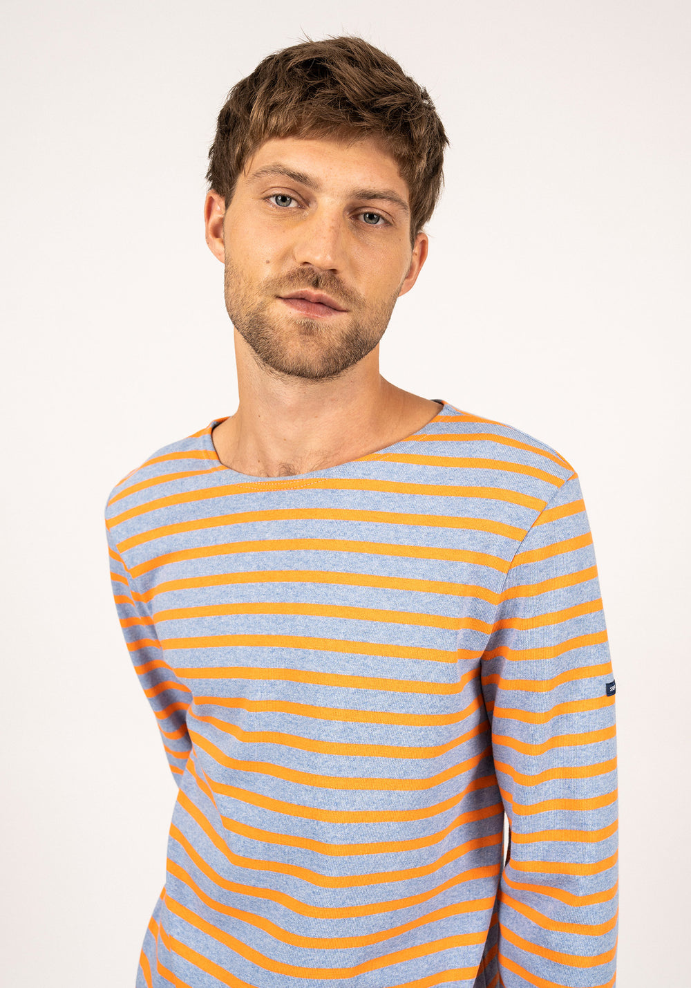 Méridien Breton shirt (DENIM/ORANGE FLUO)