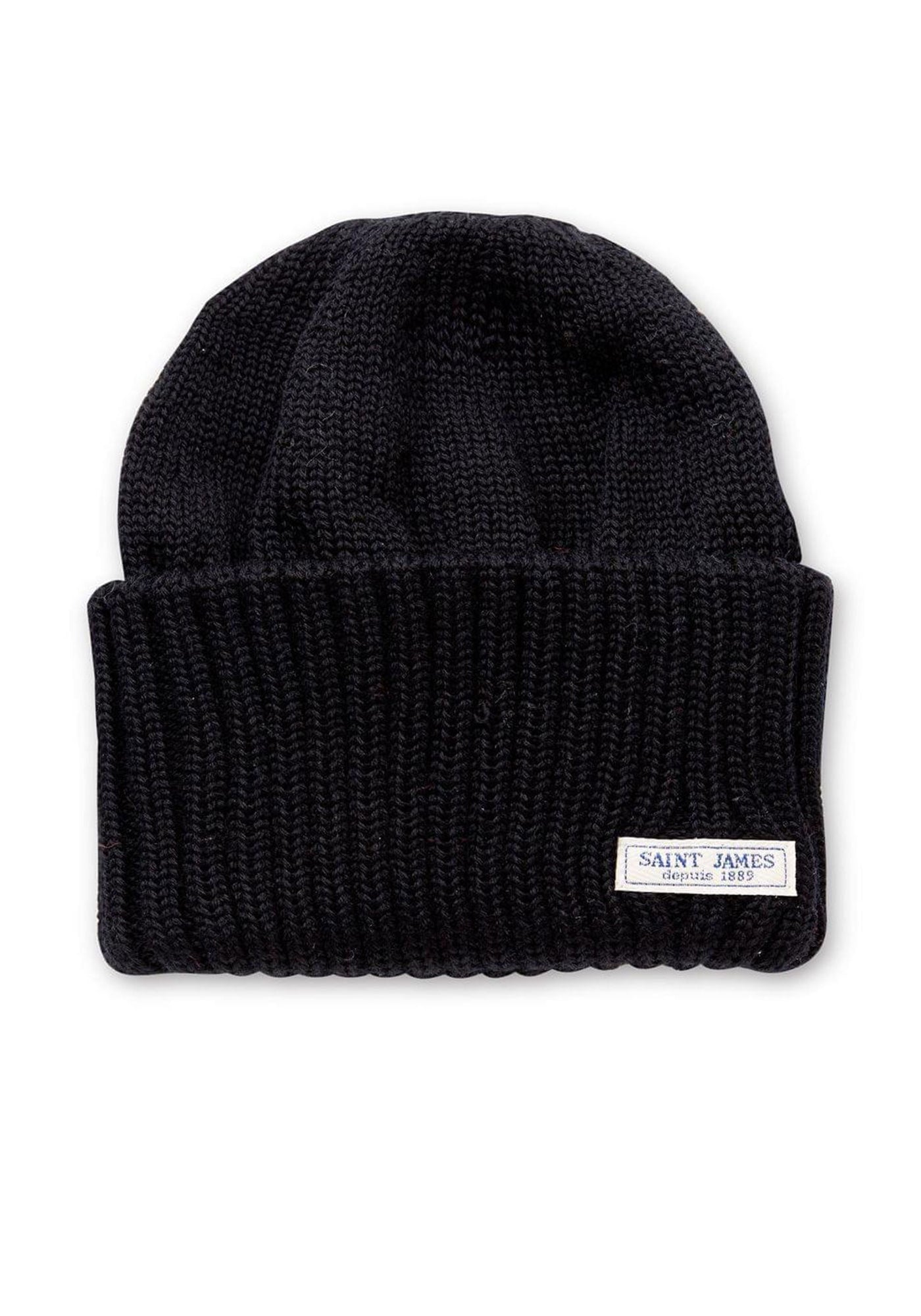 Barbaresque turn-up hat - in knitted wool (NOIR)