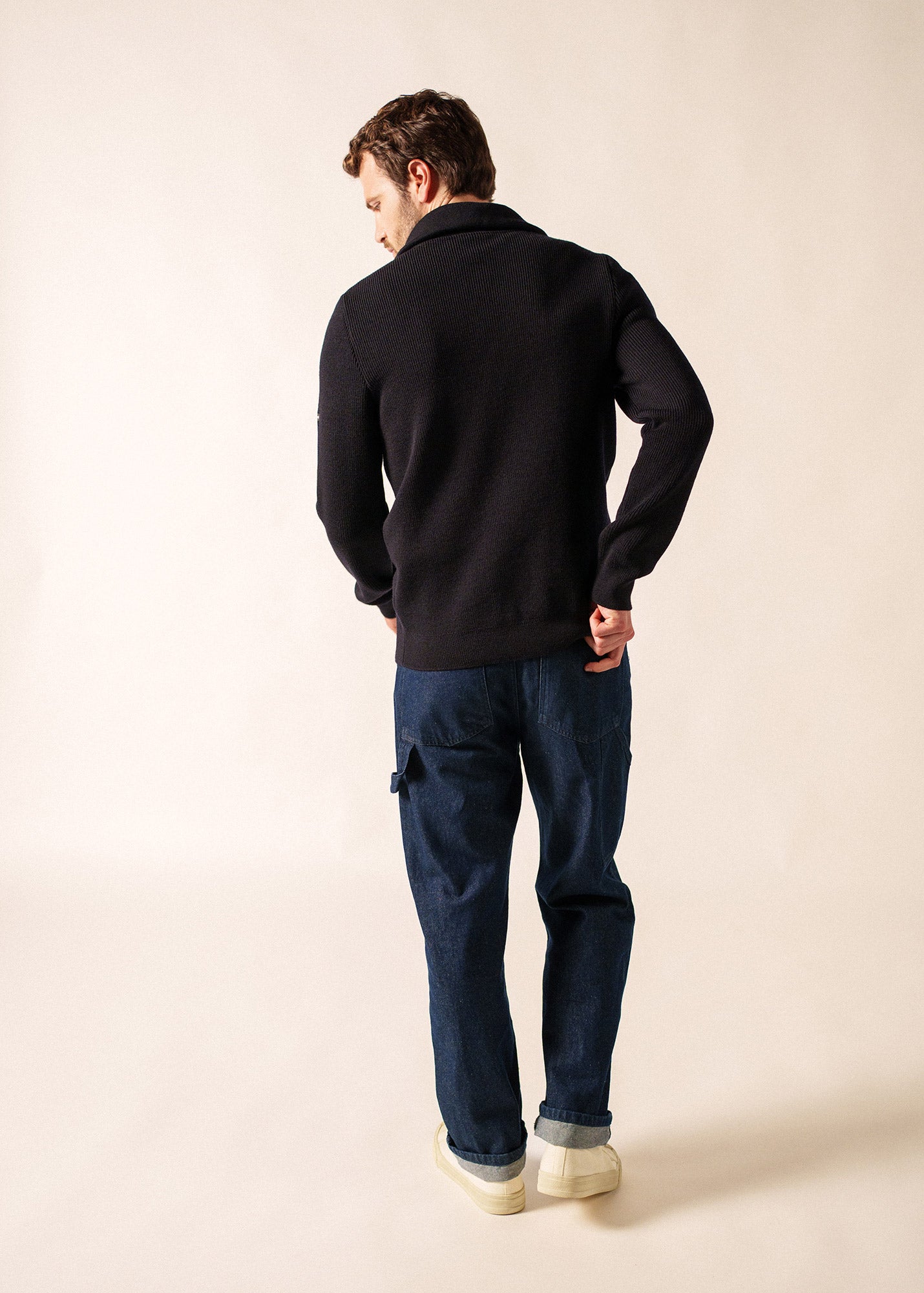 Cotentin trucker-style neck jumper in pure new wool | SAINT JAMES