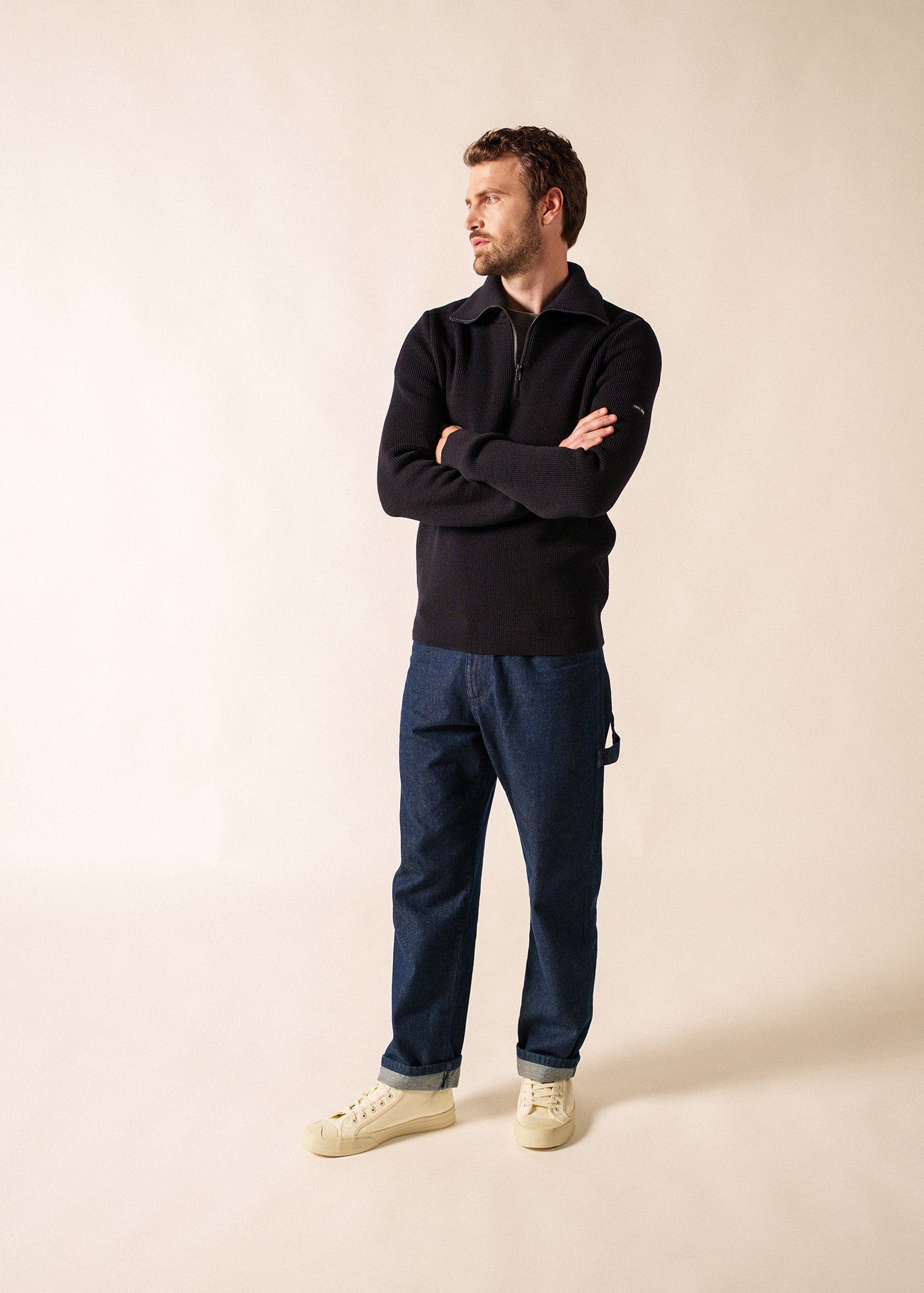 Cotentin trucker-style neck jumper in pure new wool | SAINT JAMES