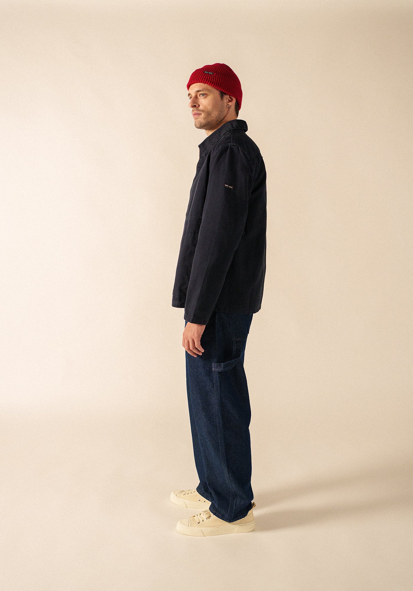 Zephyr smock style jacket - zipped, in cotton canvas (MARINE)