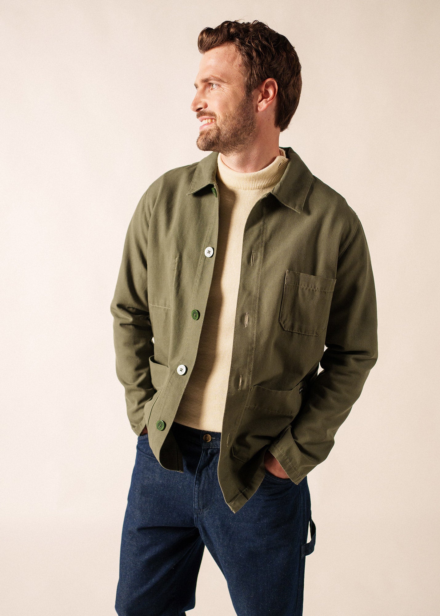 Sirocco fisherman's jacket buttoned, in cotton canvas | SAINT