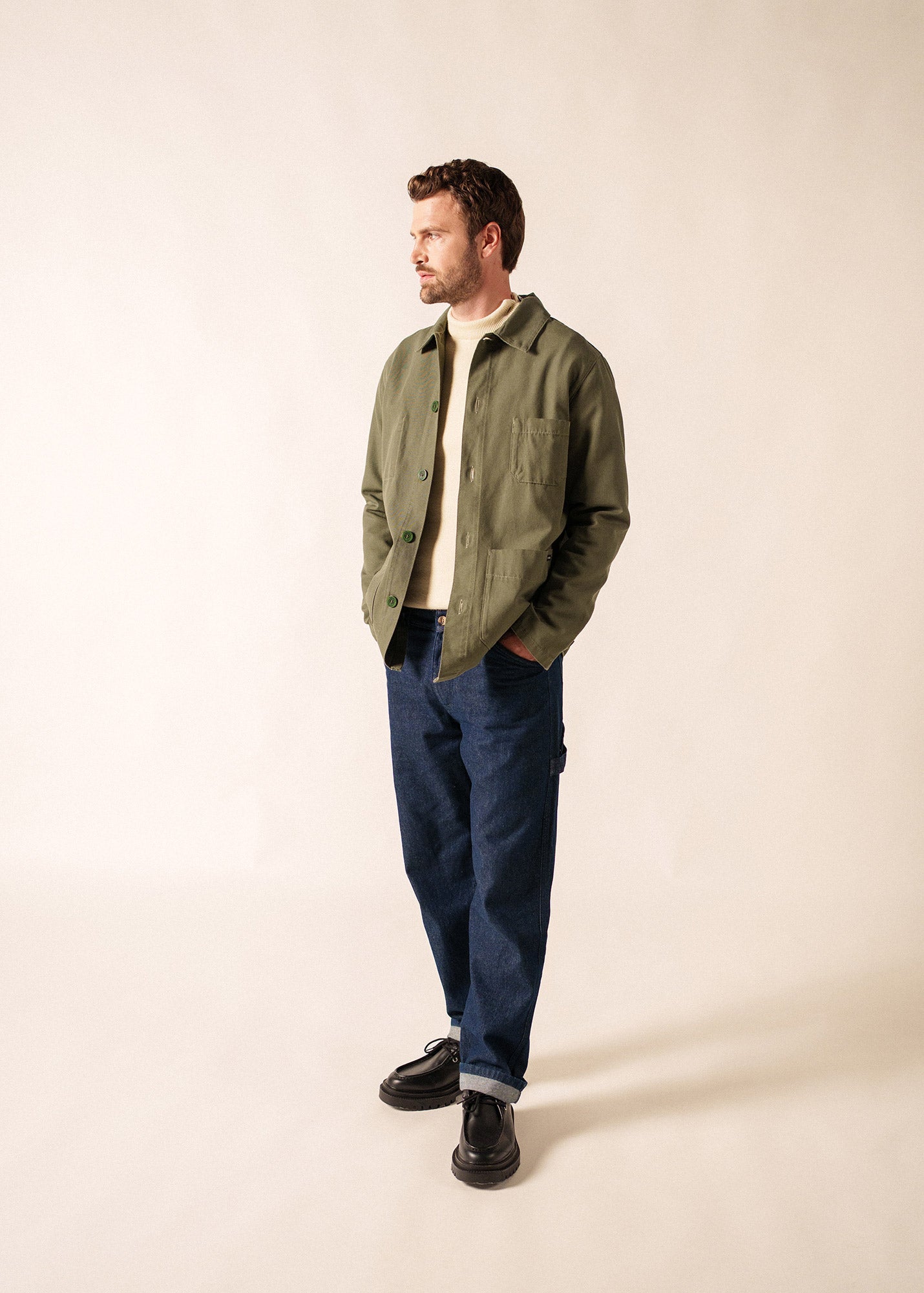 Sirocco fisherman's jacket buttoned, in cotton canvas | SAINT