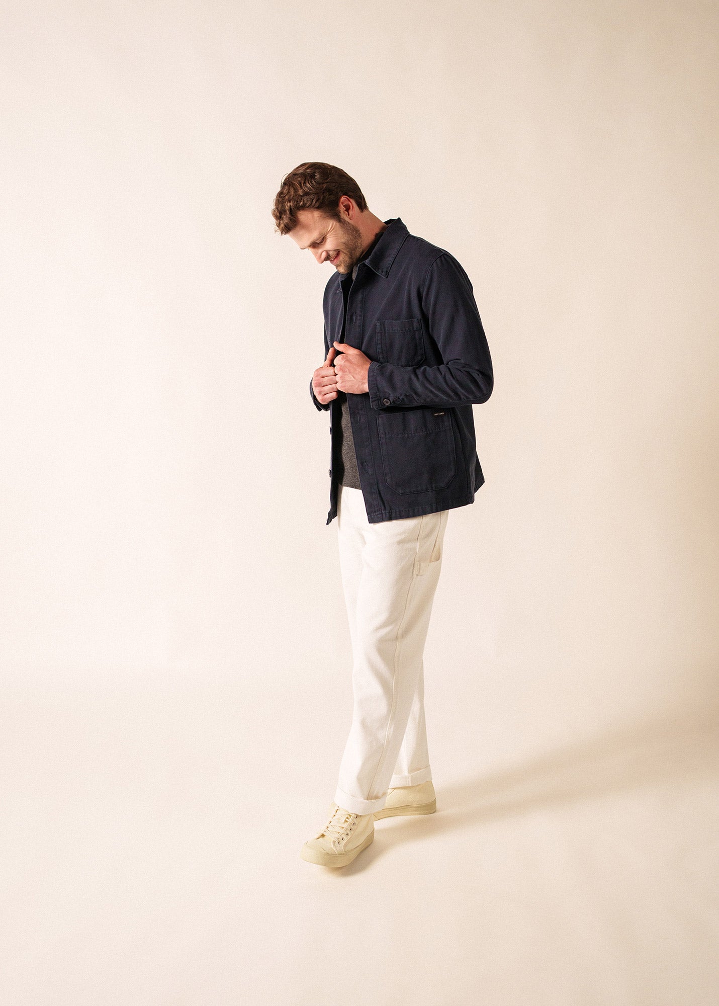 Sirocco fisherman's jacket buttoned, in cotton canvas | SAINT