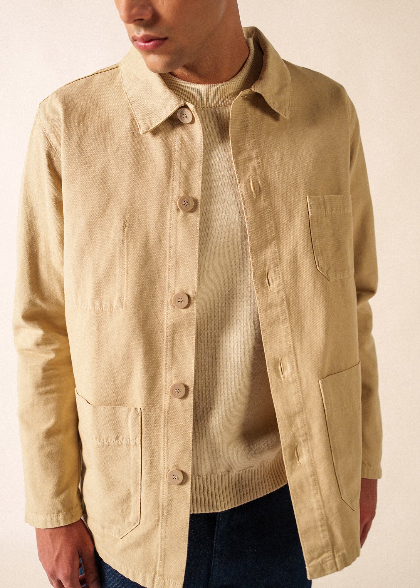 Sirocco fisherman's jacket buttoned, in cotton canvas | SAINT