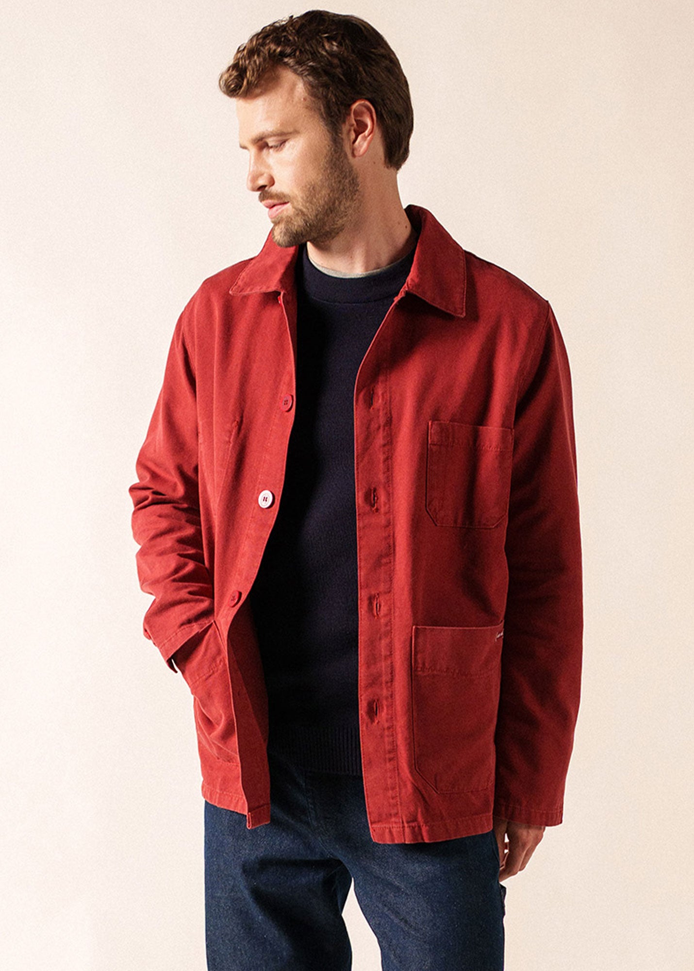 Sirocco fisherman's jacket buttoned, in cotton canvas | SAINT