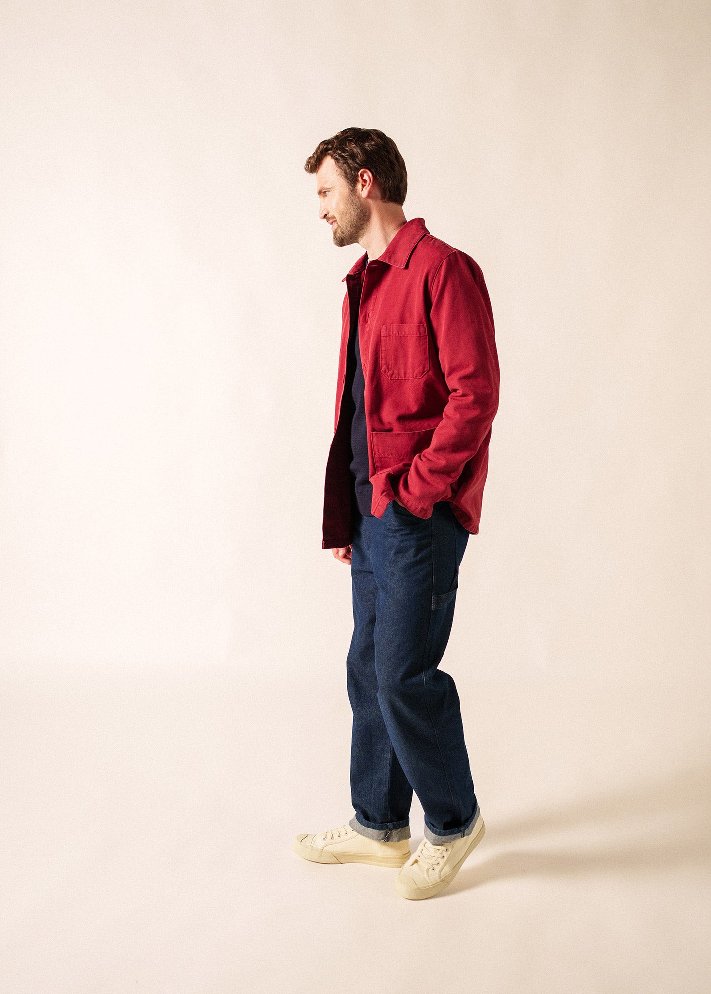 Sirocco fisherman's jacket buttoned, in cotton canvas | SAINT