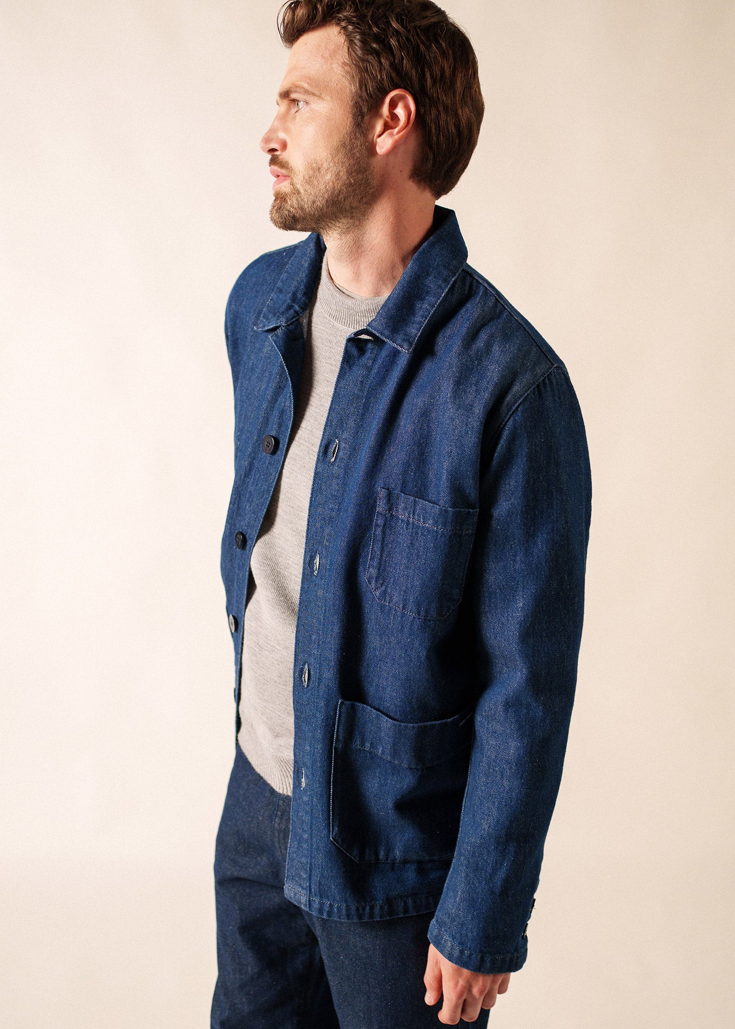 Sirocco fisherman's jacket buttoned, in cotton canvas | SAINT