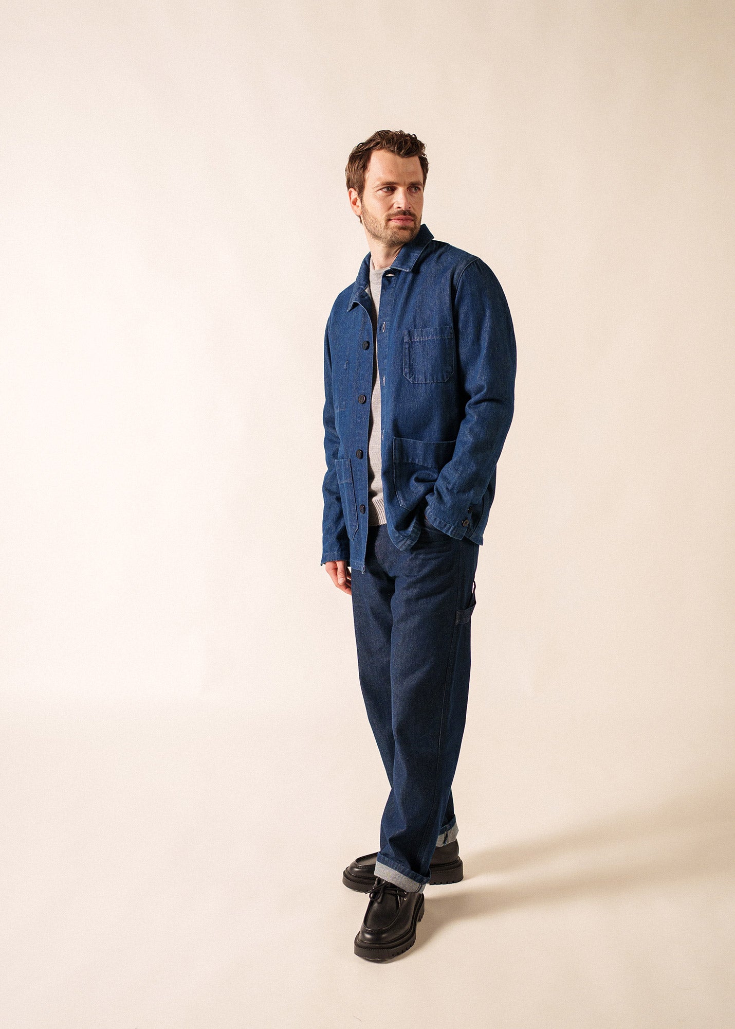 Sirocco fisherman's jacket buttoned, in cotton canvas | SAINT