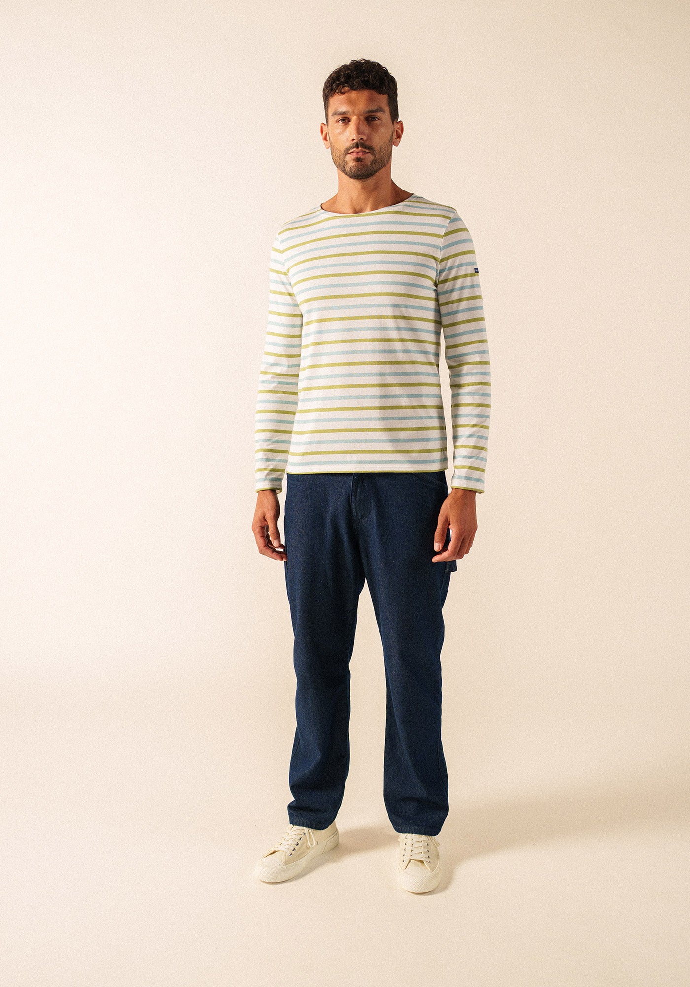 Minquiers tricolour Breton shirt (NEIGE/NUANCE/OIL)