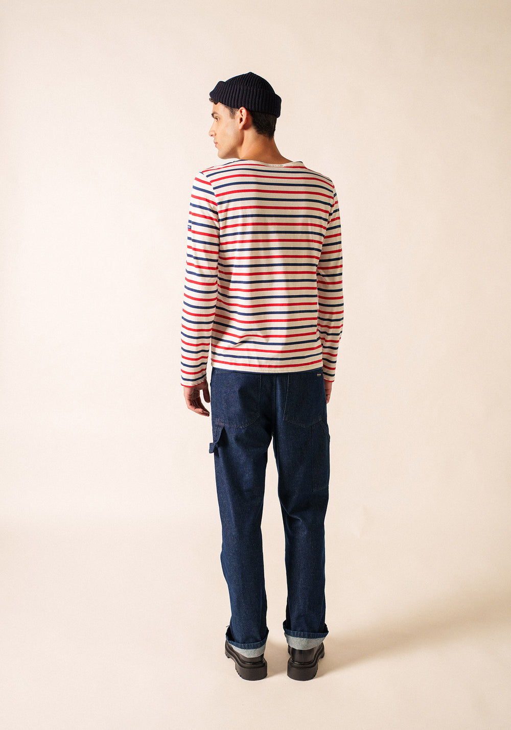 Minquiers tricolour Breton shirt (ECRU/MARINE/TULIPE)