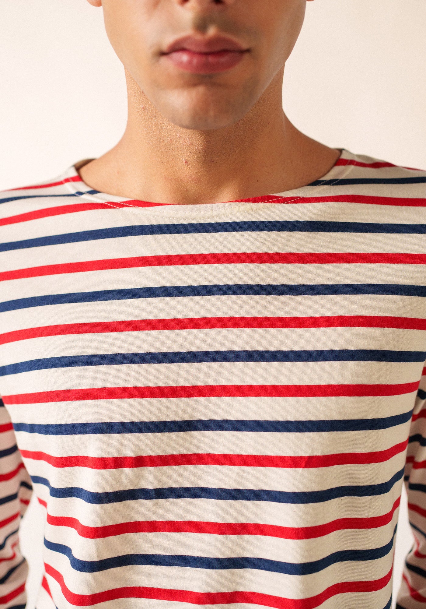 Minquiers tricolour Breton shirt (ECRU/MARINE/TULIPE)