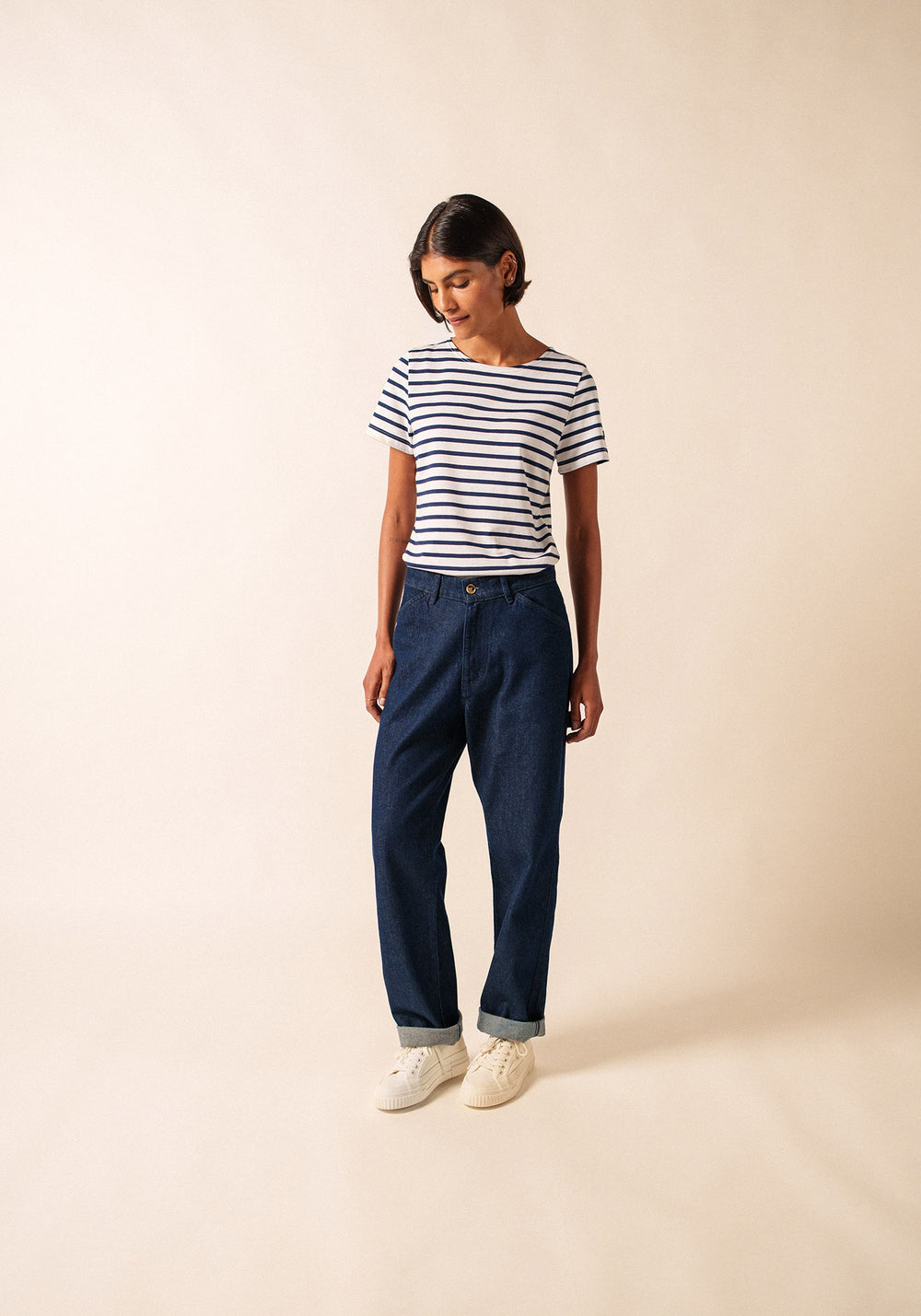 Etrille Breton shirt (NEIGE/MARINE)