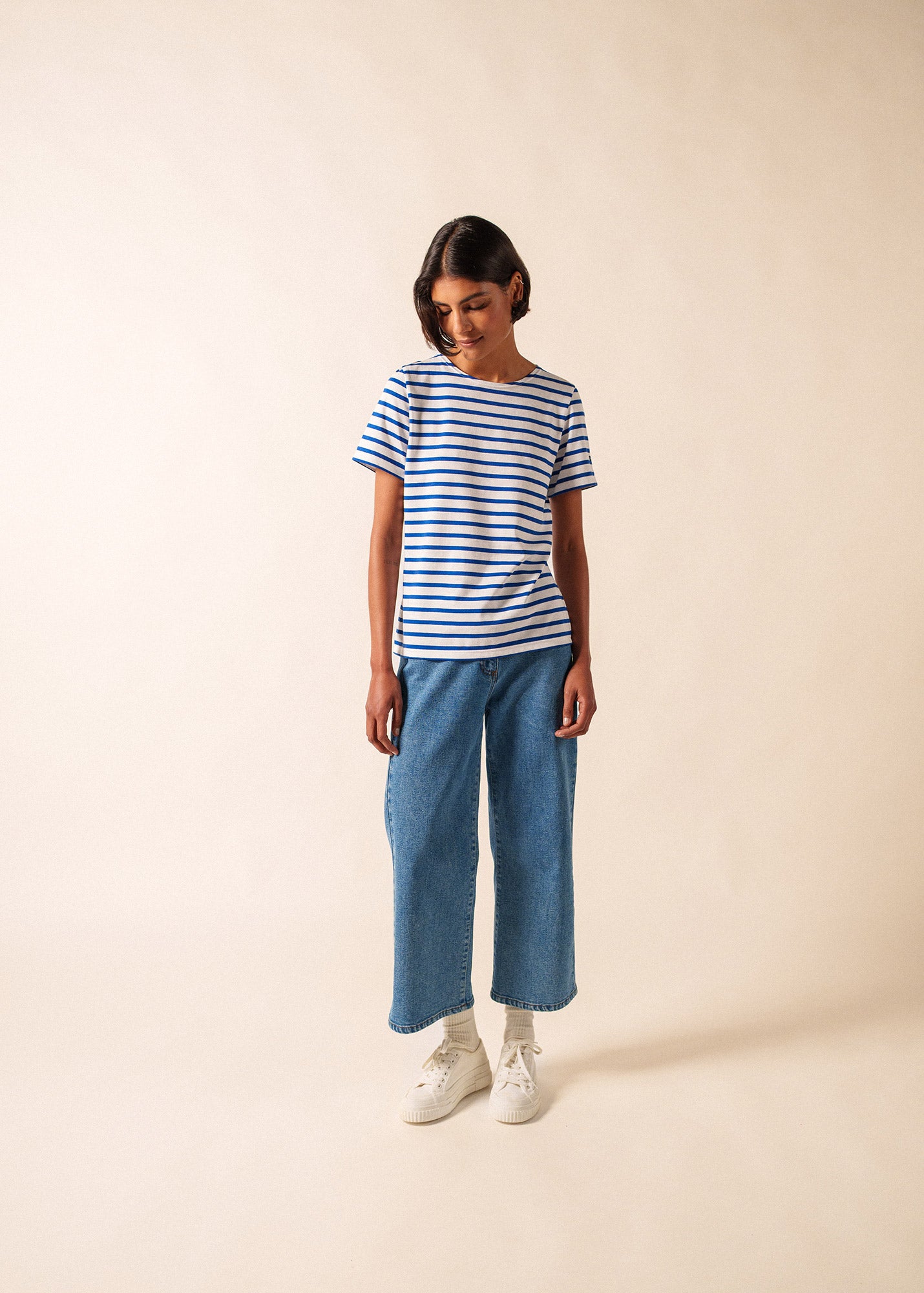 Naval woman authentic striped sailor shirt in combed cotton