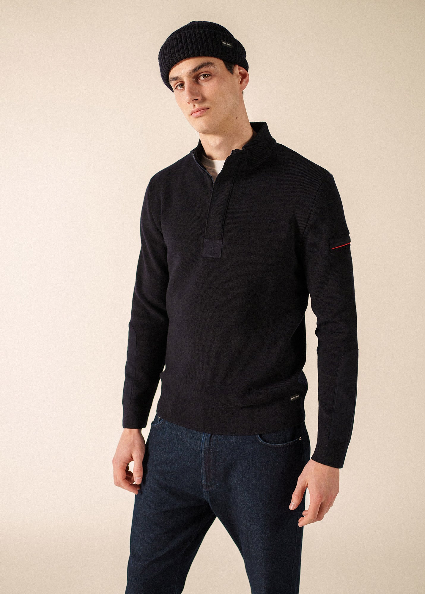 Loup de mer jumper with zipped high neck, in soft wool | SAINT
