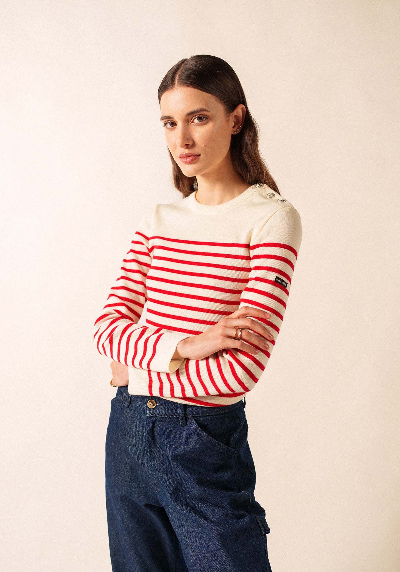 Marée authentic striped sailor jumper - slim fit, in wool (ECUME/TULIPE)